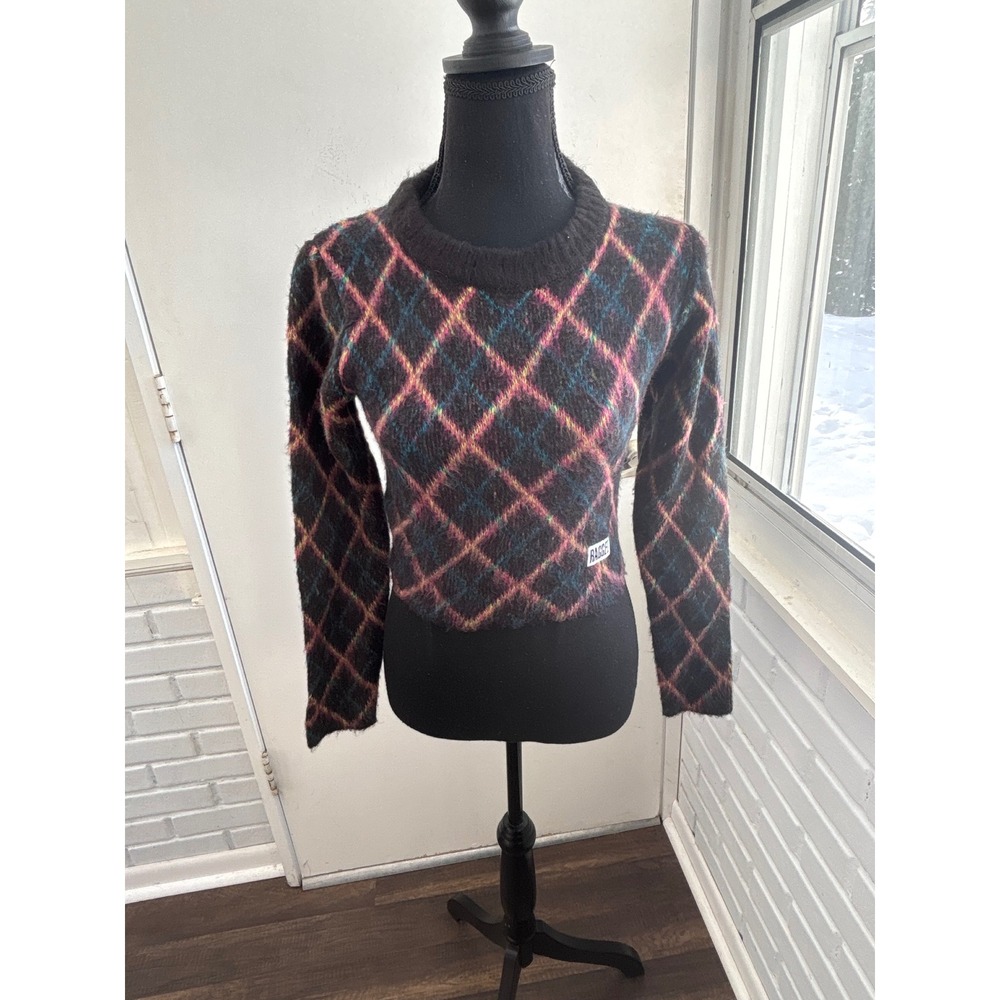 RAGGED Priest Cropped Argyle Sweater Medium grunge eclectic grandpa layered - Picture 1 of 10